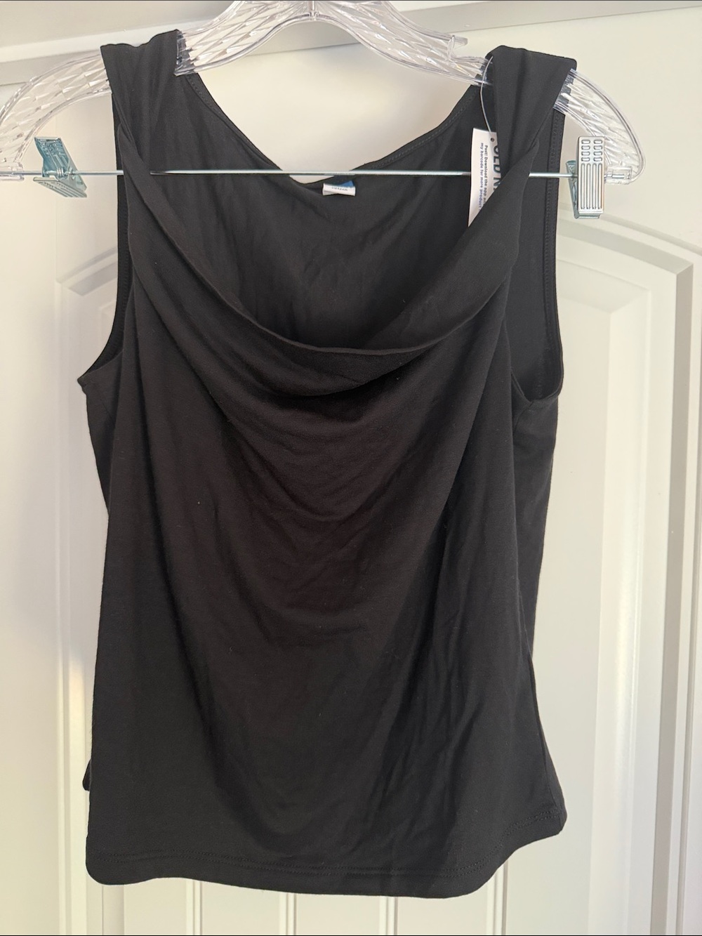 Old Navy Black Draped Cowl Neck Tank Top